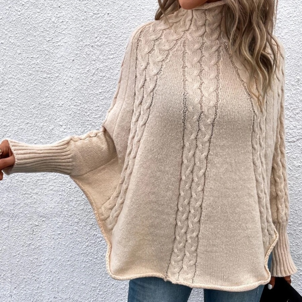 Cozy Turtleneck Knit Dolman Sleeve Sweater Top - Picture 2 of 5
